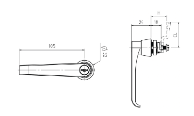 L Handle Key/Non-Lockable - Image 2