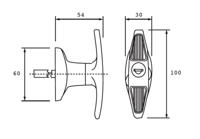 T-Handle Key/Non Locking Rear Fixing - Chrome - Image 3