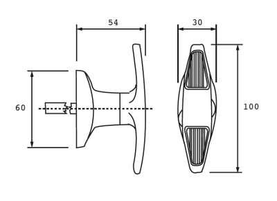 T-Handle Key/Non Locking Rear Fixing - Chrome - Image 2